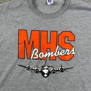 Russell Athletic T-Shirt Mens XL Gray MHS Bombers Graphic Vintage Sportswear